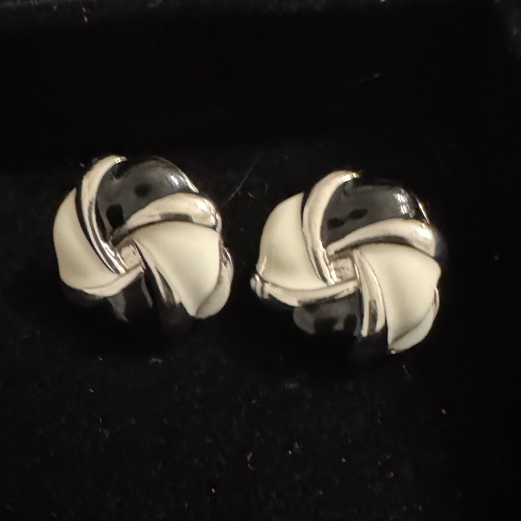 Vintage Silver And White Earrings